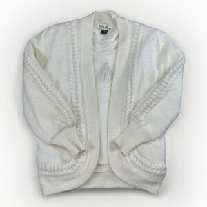 VTG Bellissima 90% Angora Pearl Trim Sweater & Vest Set White L Soft & Elegant